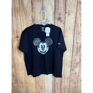 Disney Uni Qlo Joshua Vides Mickey Mouse Black Tshirt Size XL